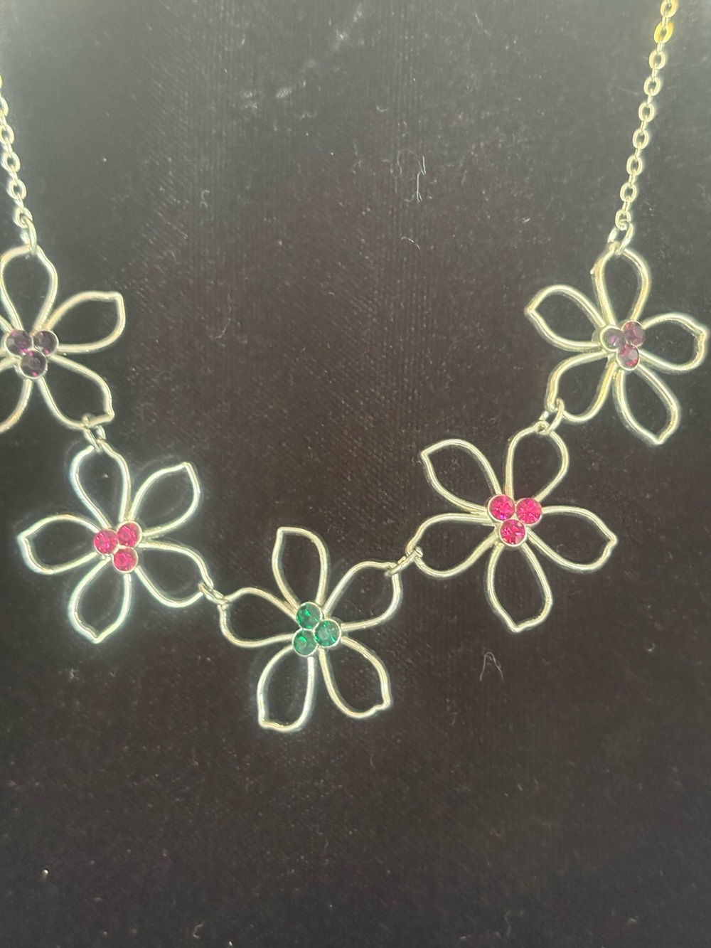 Floral Multi-Color Crystal Accent Necklace - Women Jewelry